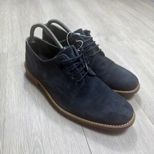 Ted Baker London Suede Dress Shoes Men 10 Derby Oxfords Leather Navy Blue Formal